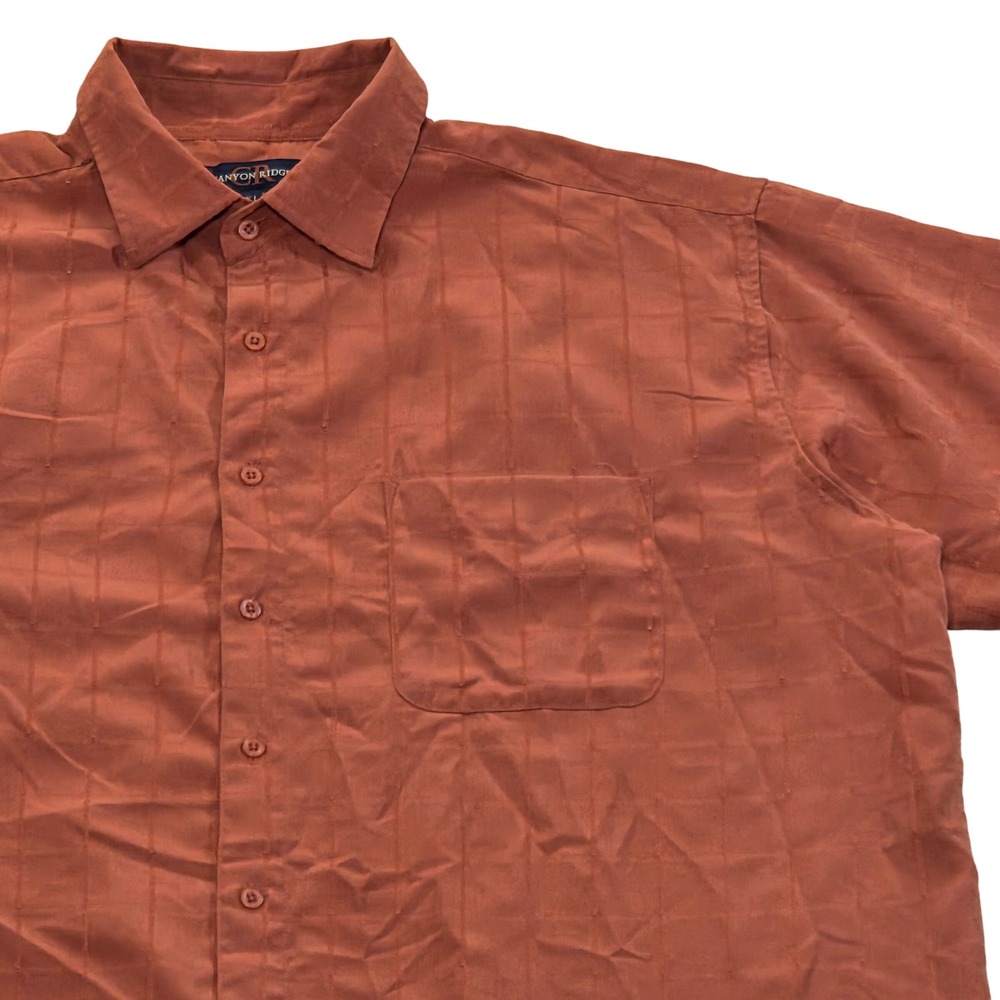 Canyon Ridge Button Up‎ Shirt Big & Tall Short Sleeve Orange Mens 2XL